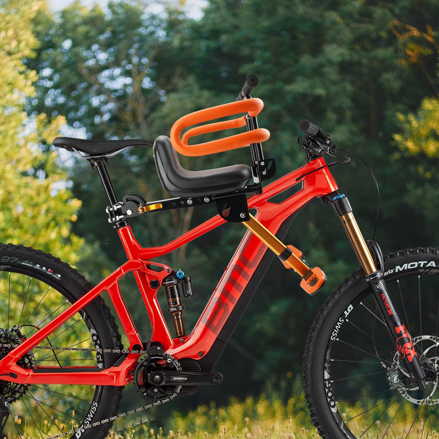 XIEEIX Front Mounted Child Bike Seat, Kids Bike Seat with Guardrail, High Seat Cushion Backrest Mountain Bike Child Bike Seat, Bicycle Child Safety Seat for Children from 1 to 3 Years Old