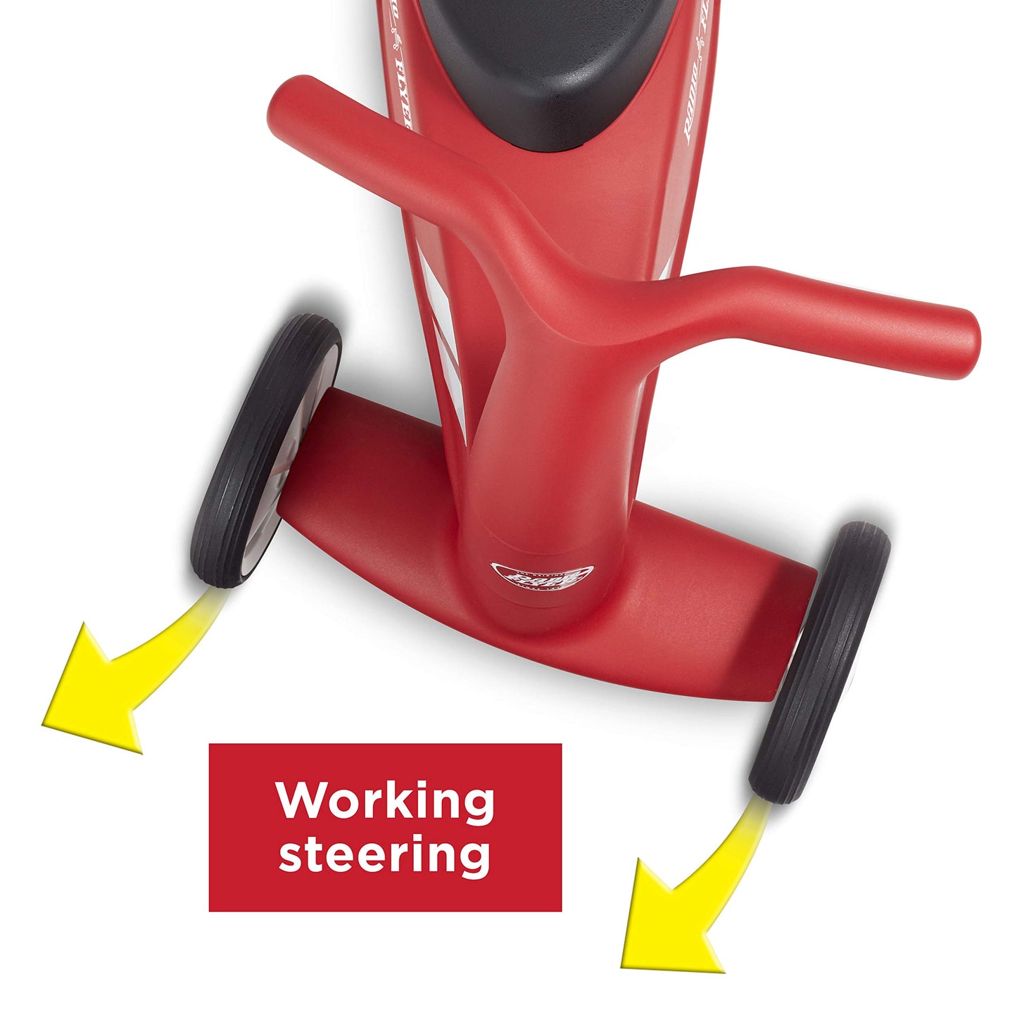 Radio Flyer Scoot About Sport Ride On, For Toddlers 1-3, Stable Wide-Set Front Wheels, Front Steering, Clear Kick Path, Under Seat Storage, Easy-Glide Wheels, 42 lb Capacity, Toddler Ride On Toys