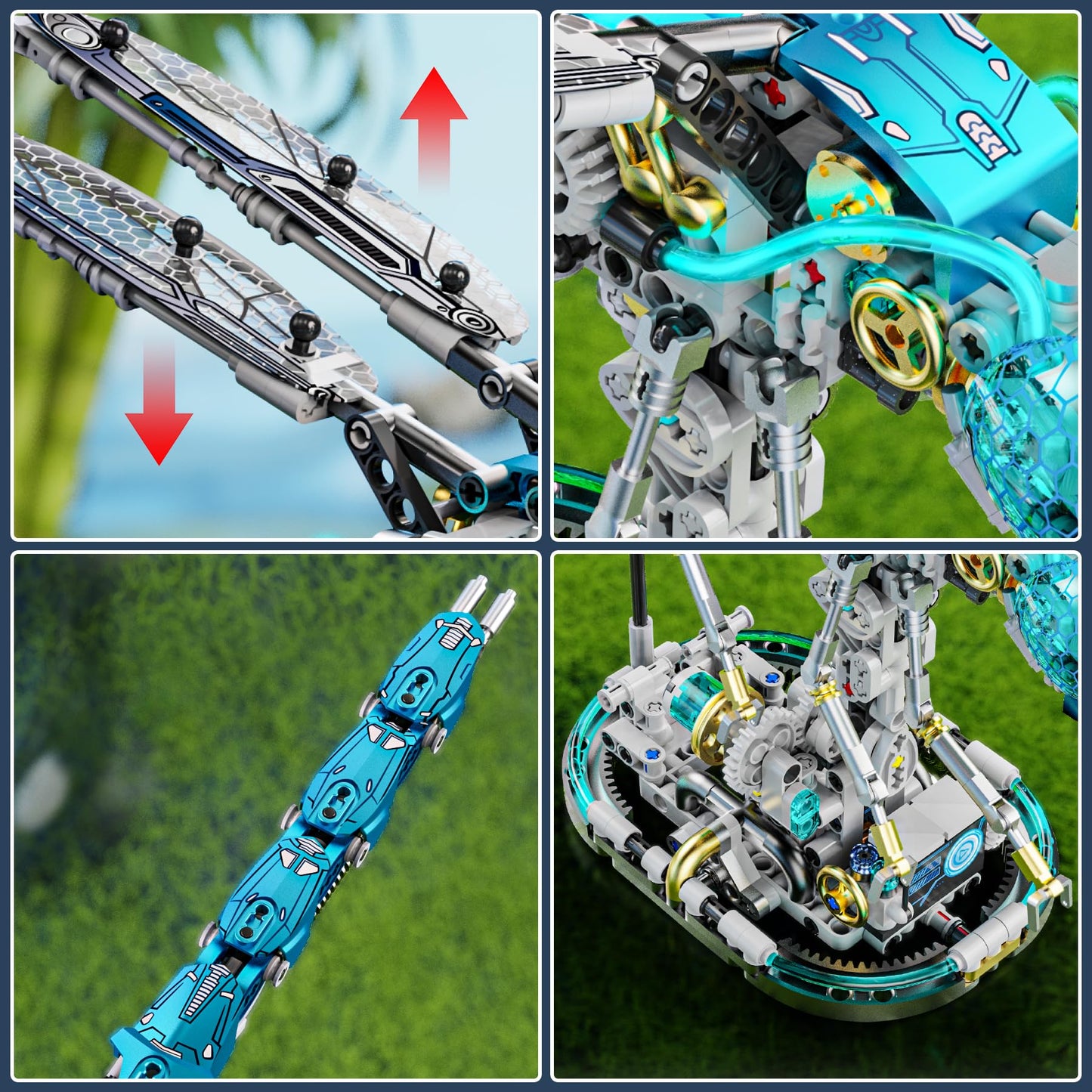 Loyratche Mechanical Dragonfly Building Blocks for Adults, Compatible with Lego, Insect Animal World Model with Light & Display Stand, Educational STEM Toys for Teens Home or Office Décor (866PCS)