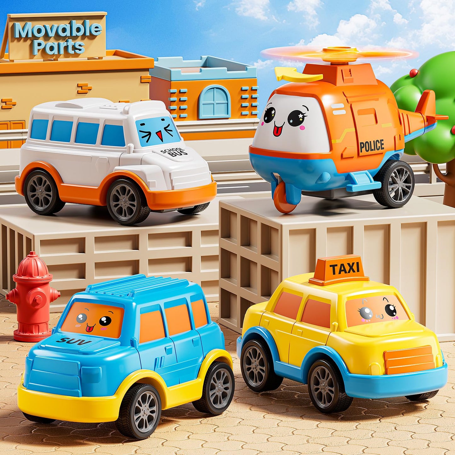 KIZONLY Trucks for Toddlers 3-4 Years, Toys for 3 4 5 6 7 Years Old Boy, 5 in 1 Carrier Transport Truck Vehicle Toy Set with Sound and Light, Christmas Birthday Gift for Kids 3 4 5 6 Years Old