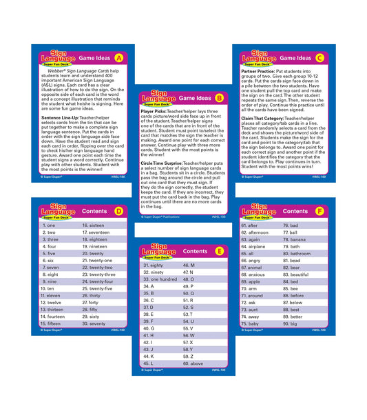Super Duper Publications| 400 American Sign Language (ASL) Flash Cards Fun Deck | Educational Learning Resource for Children