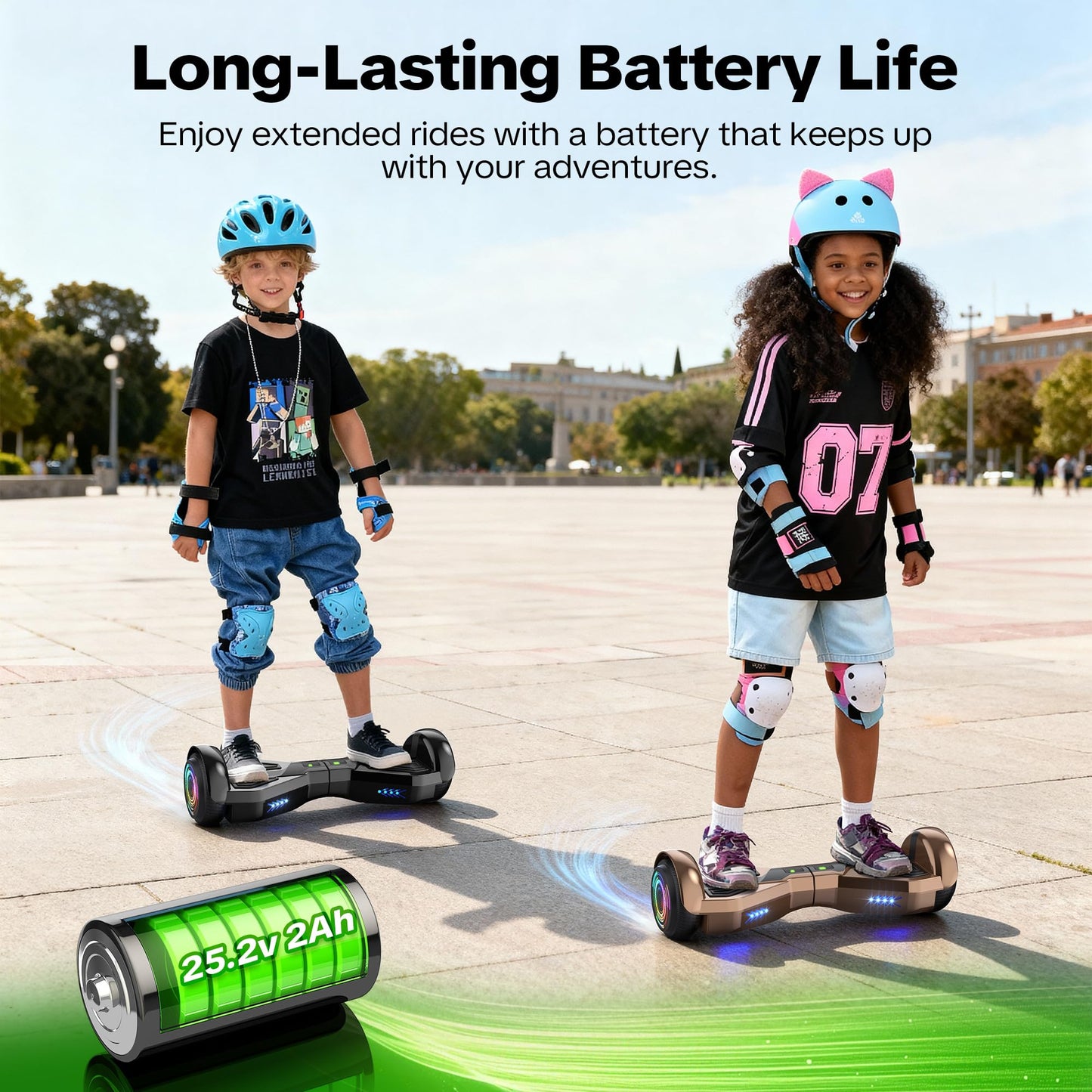 XERATH All Terrain hoverboards for a 7-12 year old,electric scooter with Bluetooth Speaker,self balancing scooters with 6.5 inch LED Wheels&Science Fiction Design (Rose)