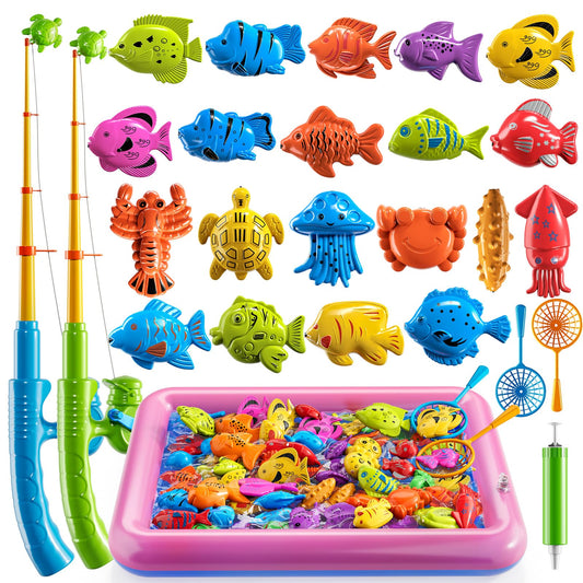 TEMI Fishing Toy for Kids 3-8 Years Old, Bath Toy for Child, Magnetic Fishing Pole for Toddlers, Summer Water Toys for Boys and Girls, Outdoor and Indoor Toys, Gifts for Birthday and Holidays