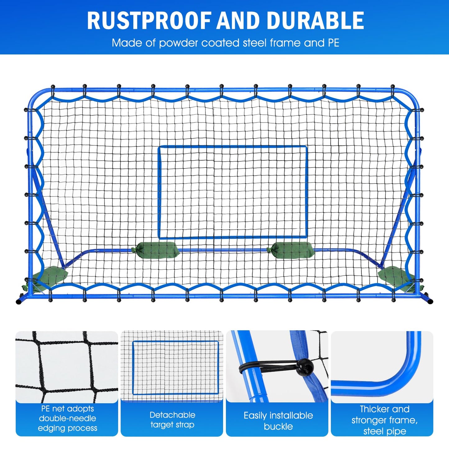 7x4FT Soccer Baseball Rebounder Net, Quick-Switch Angle Softball Pitch Back Net Volleyball Soccer Training for Control, Passing Practice, Bounce Back Rebounder Gifts & Equipment for Kids,Teens & Adult