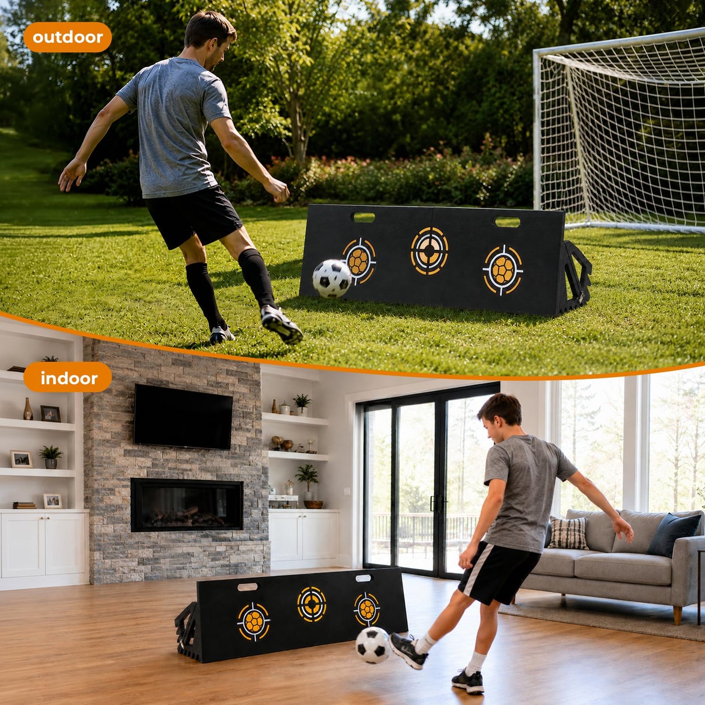 Chormtok HDPE 3-in-1 Soccer Rebounder Board,Foldable & Portable Soccer Training Rebounder with Adjustable Angles,Durable Soccer Training Equipment for Indoor Outdoor Training