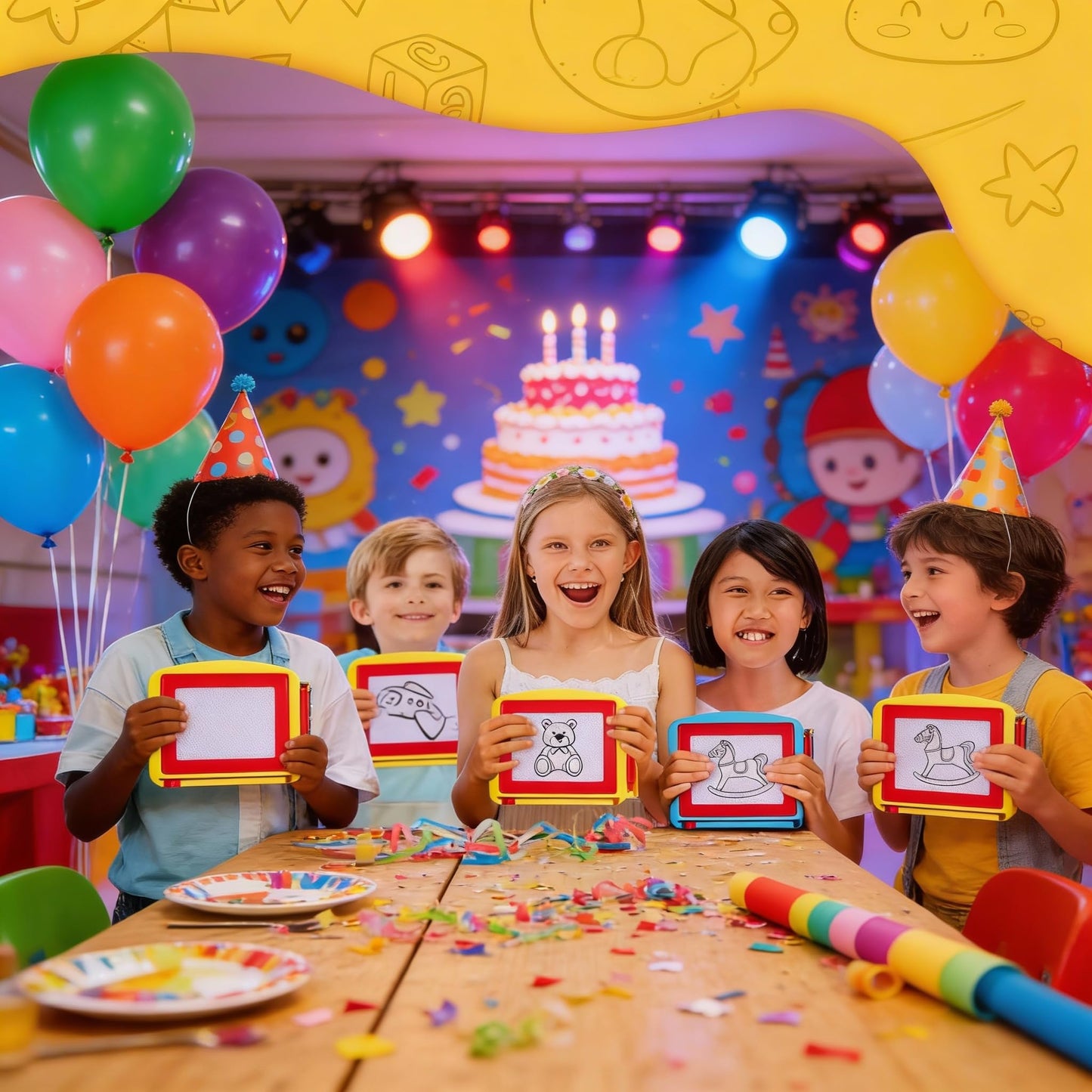 Tinlade 48 Pack Mini Magnetic Drawing Board for Kids, Small Erasable Drawing Pad, Toddler Writing Tablet, Birthday Party Favor, Classroom Prize, Goodie Bag Stuffers for Boy Girl (Classic Color,Cute)