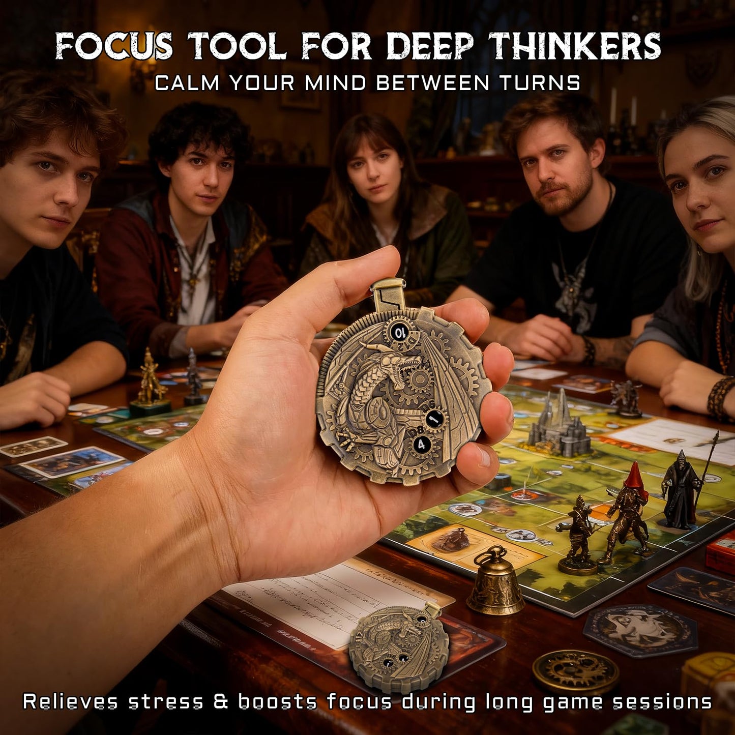 MinZerTRPG Roulette Dice 3.0 – Steampunk Dragon Spinner Dice for DND | 7-in-1 Metal Tabletop RPG Dice Set with Pouch | EDC Gadget Gift for Dice Goblins, DM & Fantasy Engineers (Steampunk Dragon A)