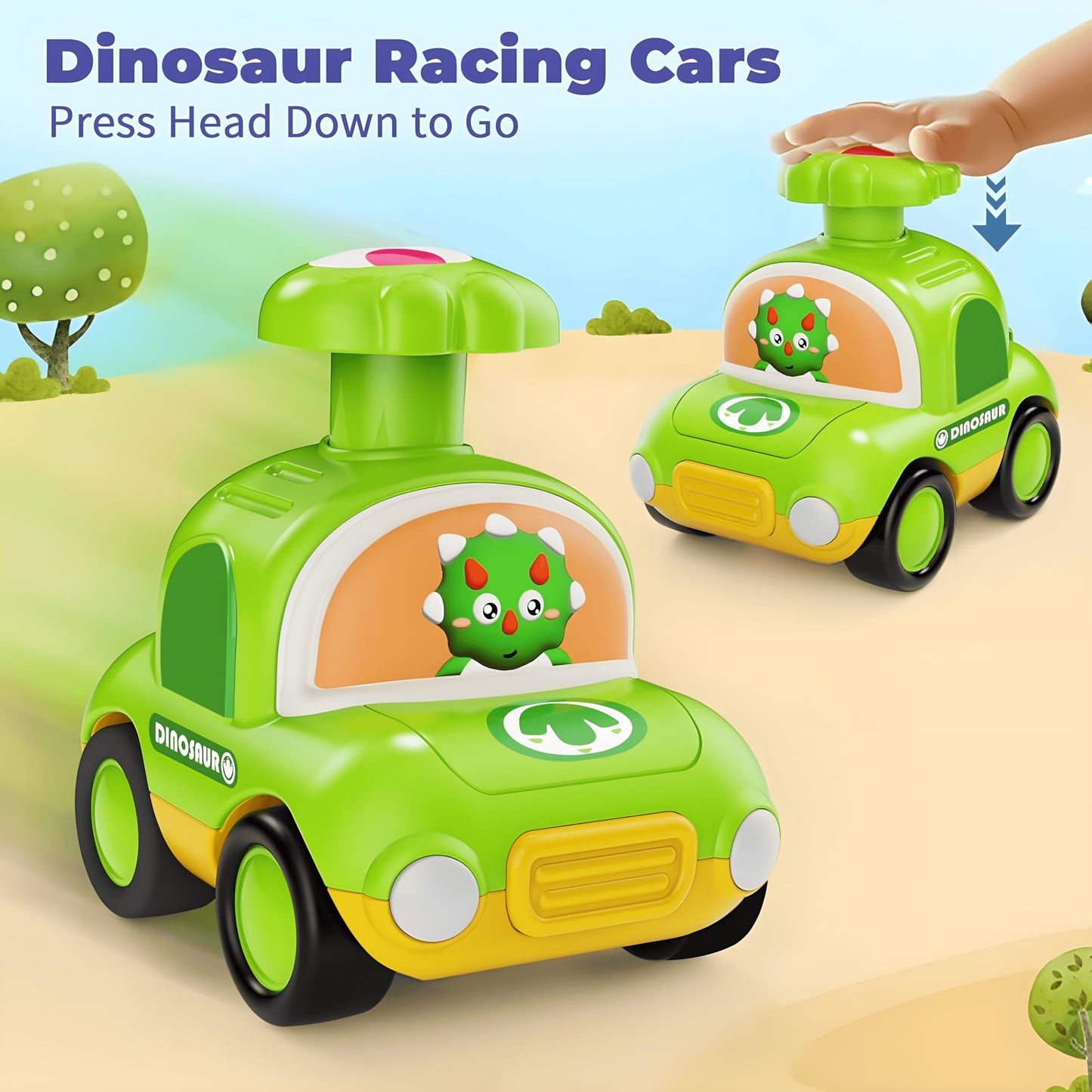 MOONTOY Press Go Dinosaur Toy Cars for Toddlers 1-3 Baby Toys for 1 2 Year Old Boy 1st Birthday Girl Gifts 6-9-12-18 Months Push Car Truck Toddler Boy Toys 1-2 2-3 2-4 Easter Basket Stuffers for Kids
