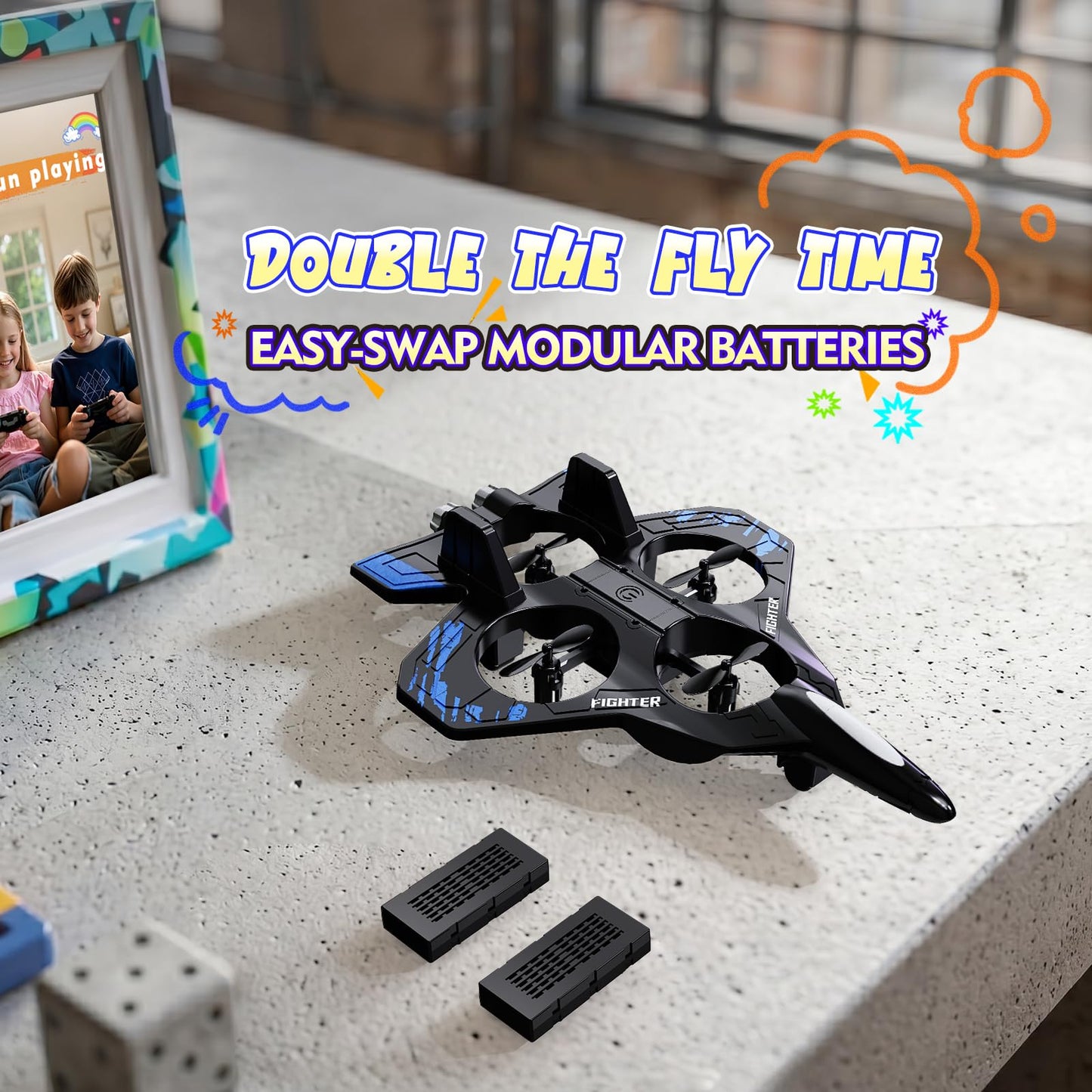Lovovia Foam Remote Control Airplanes, RC Planes with Light, RC Airplane Fighter Jet for Kids Adults 8-16, 360° Flip, Stunt Roll, Drones for Kids 8-12, Airplane Toy Gifts for Kids Boys(Blue)