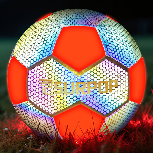Surpop Glow in The Dark Soccer Ball with LED Lights - Light Up Soccer Ball for Night Games, Size 5 Gift for Kids & Adults, Includes Pump
