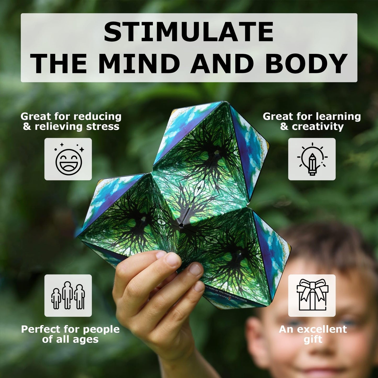Shashibo Shape Shifting Box - Award-Winning STEM Fidget Toy with Ultra Strong Magnets - Puzzle Cube Transforms Into 100+ Shapes, Perfect Sensory Gift for Kids, Teens, and Adults (Mystic Ocean)