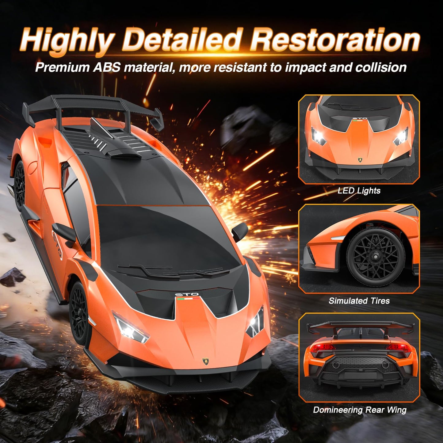 Lamborghini Remote Control Car, 1:18 Scale Officially Licensed Lambo Toy Car, 35KM/H High Speed Fast RC Drift Car with LED Light 2.4GHz Model Cars for Boys Girls Kids Adults Birthday Ideas Gift