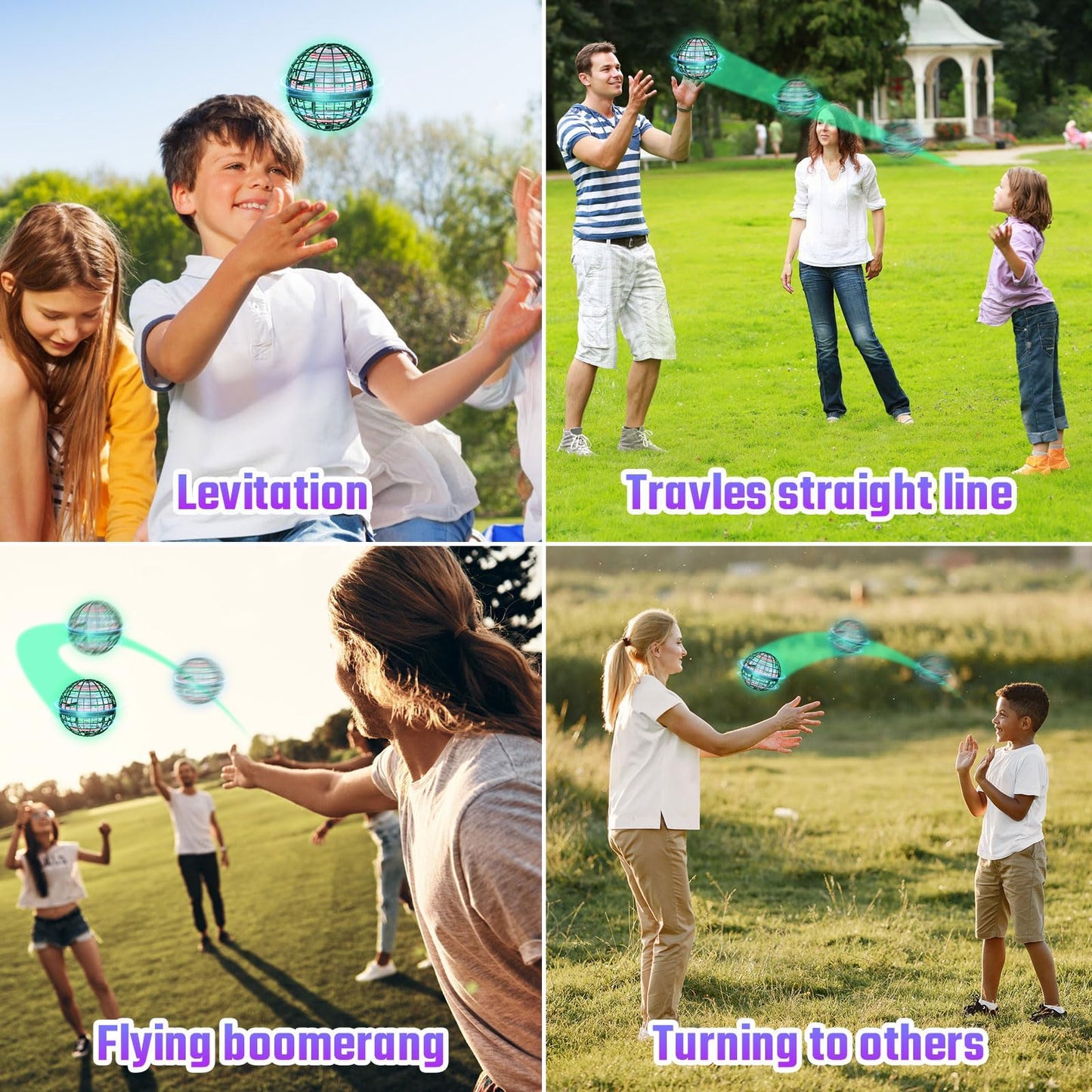 Sosuy 2026 Flying Orb Ball for Kids, Magical Hover Cosmic Boomerang Space Floating Mini Hand Rotating Drone Stocking Stuffer Xmas Toys for Boys Girls Teen Age 6 7 8 9 10+ Green