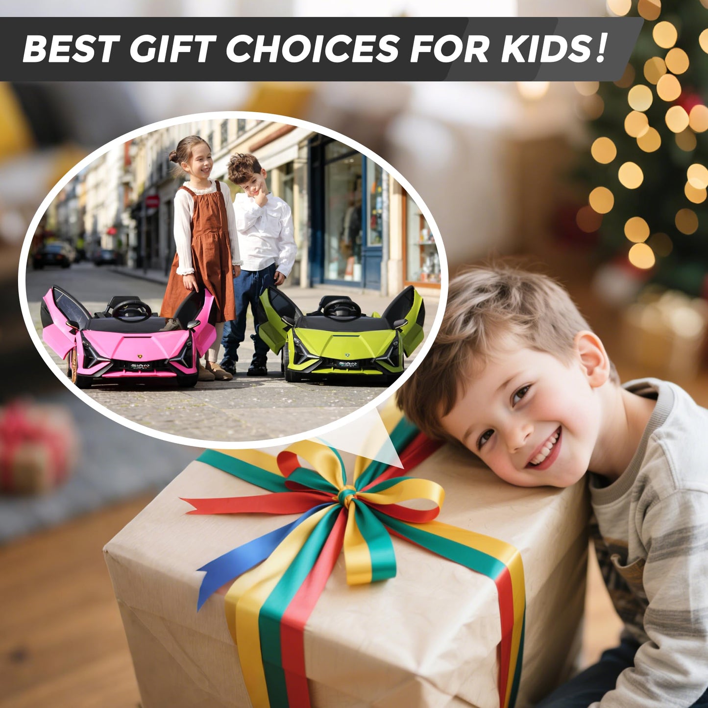 TOBBI 12V Kids Electric Ride On Car, Licensed Lamborghini SIAN Parente Remote Control Toy Toddler Battery Powered 4 Wheeler Vehicle to Drive with Safety Belt/Horn & LED Lights for Children 1-6-Green