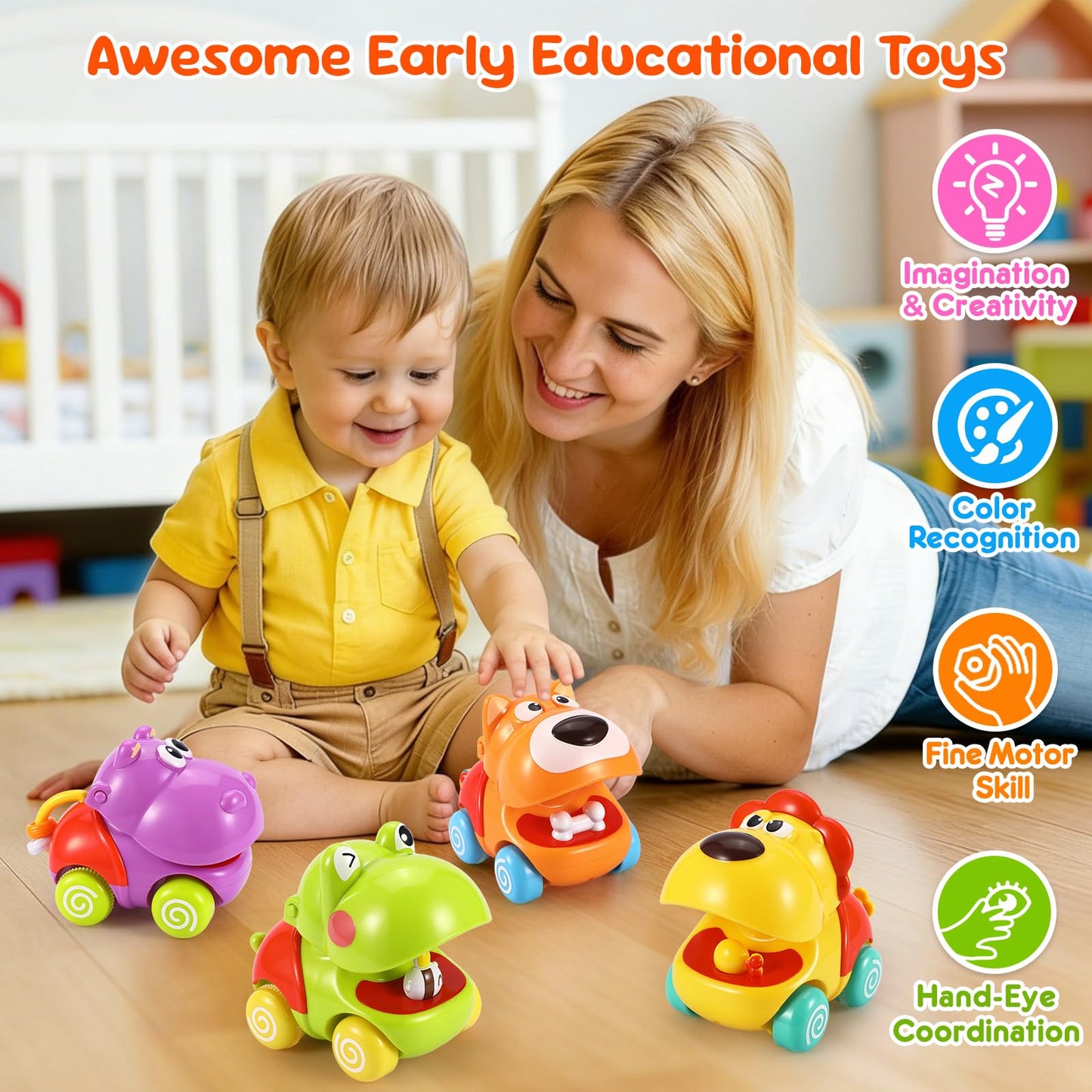 Palmatte Baby Toys 1 Year Old Boy: Infant Cars for Toddlers 1-3 Push and Go Car Baby Toys 18 Months Toddler Toy Age 1 2 3 Year Old Boys Toy Boy Gifts 1st First Birthday Gifts for 1-3 Boys Girls