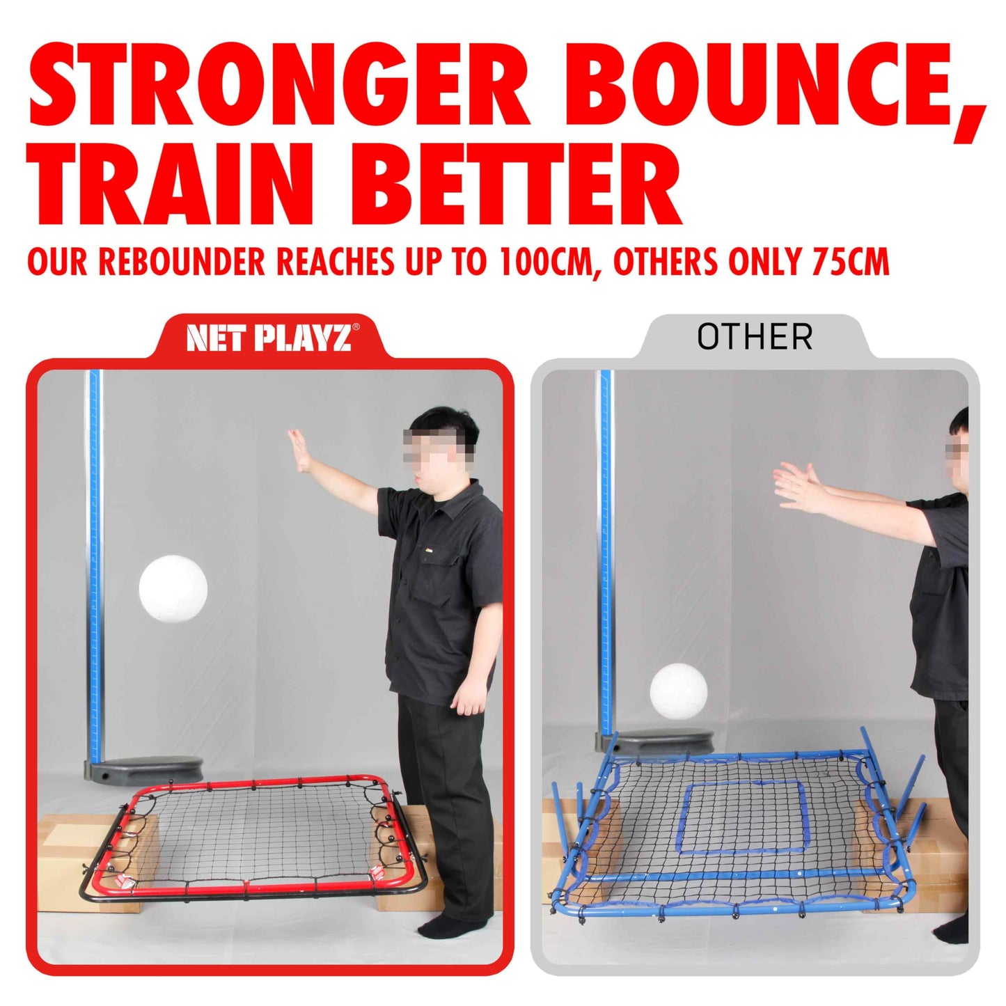 Soccer Rebounder Rebound Net, Kick-Back 3.3X3.3FT | Football Training Gifts, Aids & Equipment for Kids Teens & All Ages, Portable, 6 Adjustable Angles