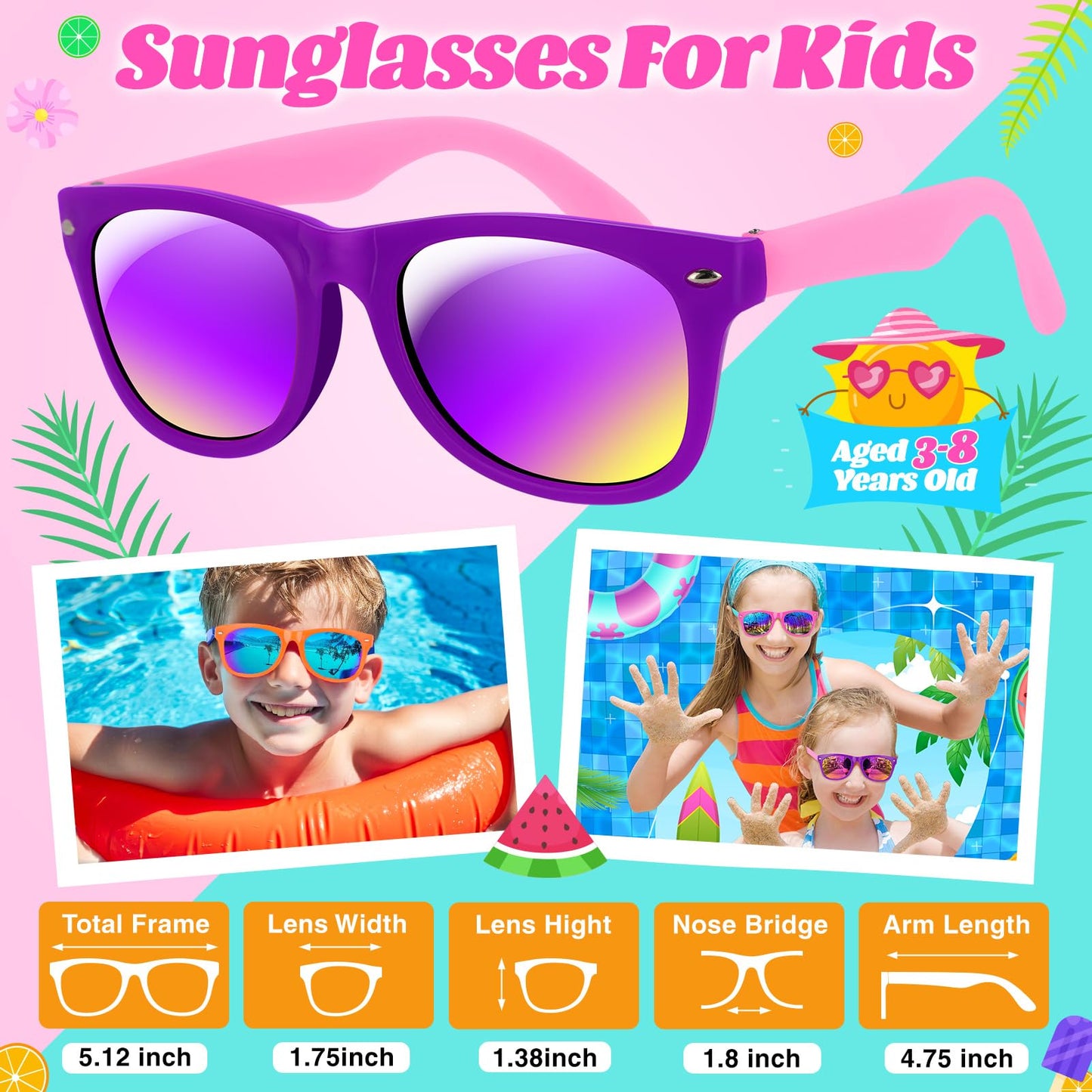 GIFTINBOX Kids Sunglasses Party Favors for Boys & Girls,Neon Toddler Sunglasses bulk with UV400 Protection, Pool Beach Party Favors, Goodie Bags Stuffers for Birthday Party -24pack