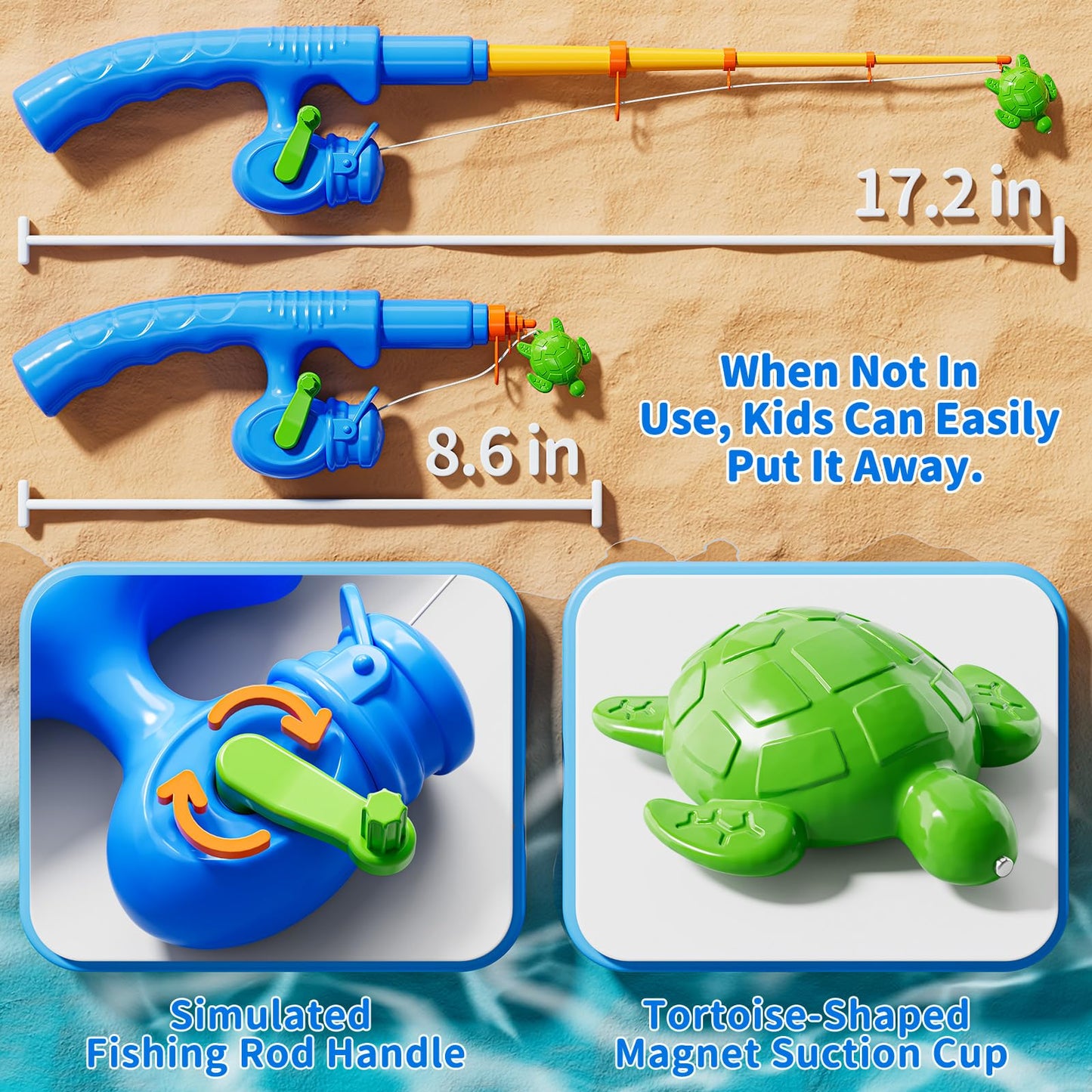 KIZONLY Magnet Fishing Game for Kids 3-5 4-8 - Fish Toys for Kids 3-5, Bathtub Floating Toy Fishing Pole, Water Table Pool with Rod Net, Bath Outdoor Gifts for Toddlers Baby Age 3 4 5 6 7 8 Year Old