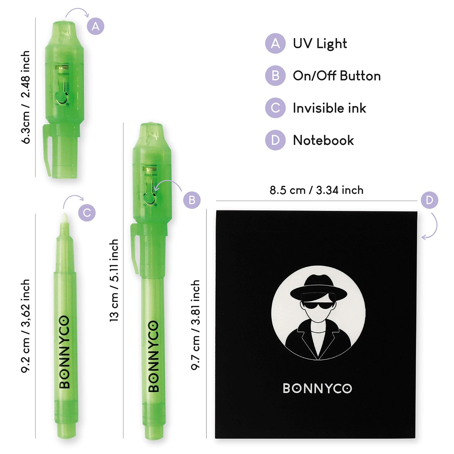 BONNYCO Invisible Ink Pen and Notebook Pack 32, Party Favors for Kids. Magic Spy Pen Goodie Bags Stuffers for Kids, Goody Bag Stuffers Pinata. Return Gifts Birthday Party, Classroom Prizes Students