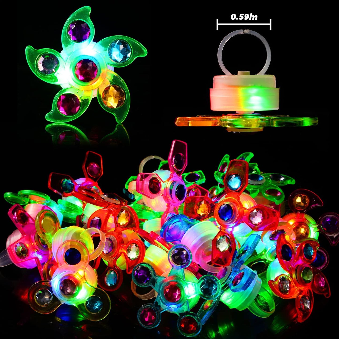 Mikulala 24 PCS LED Light Up Fidget Spinners Rings Christmas Party Favors for Kids 4-8 8-12 Goodie Treat Bag Stuffers Pinata,Birthday Gifts Goodie Bag Stuffers,Glow in The Dark Party Supplies