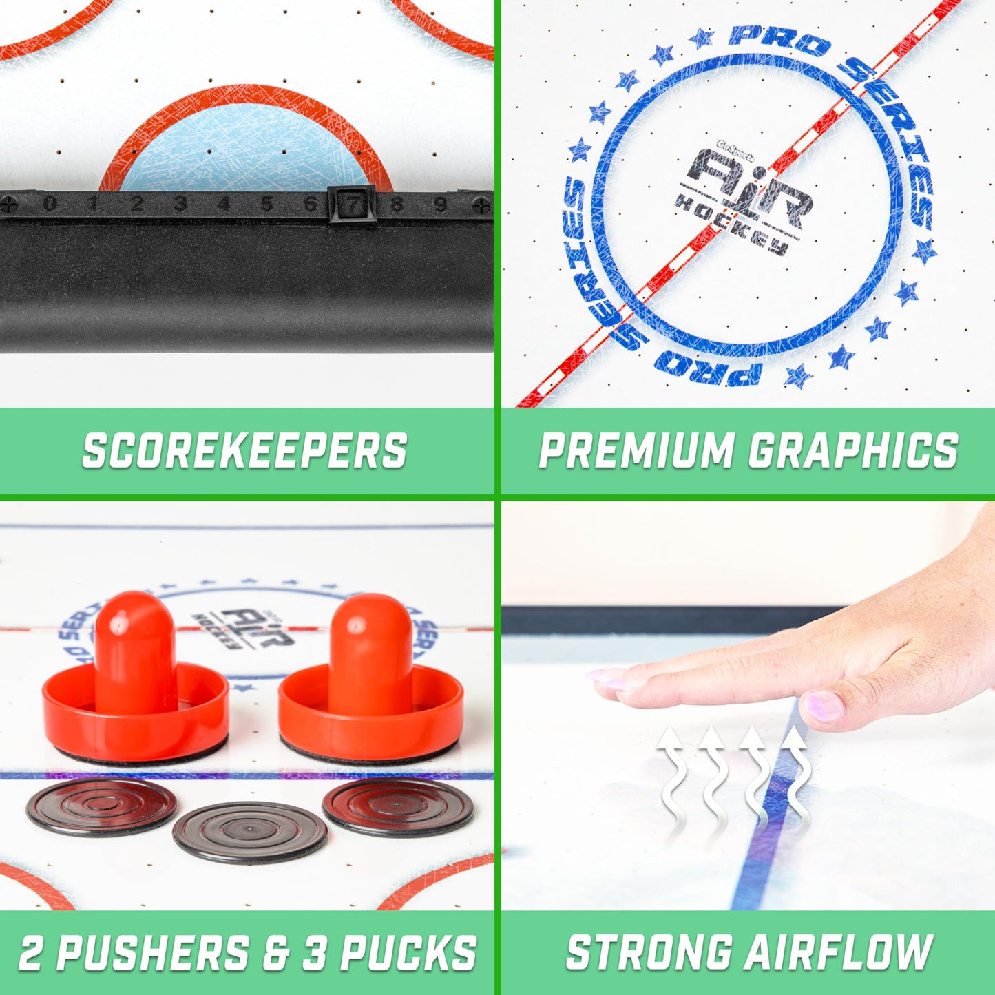 GoSports 30 Inch Table Top Air Hockey Game for Kids - Portable, Battery Operated Game Table - Black