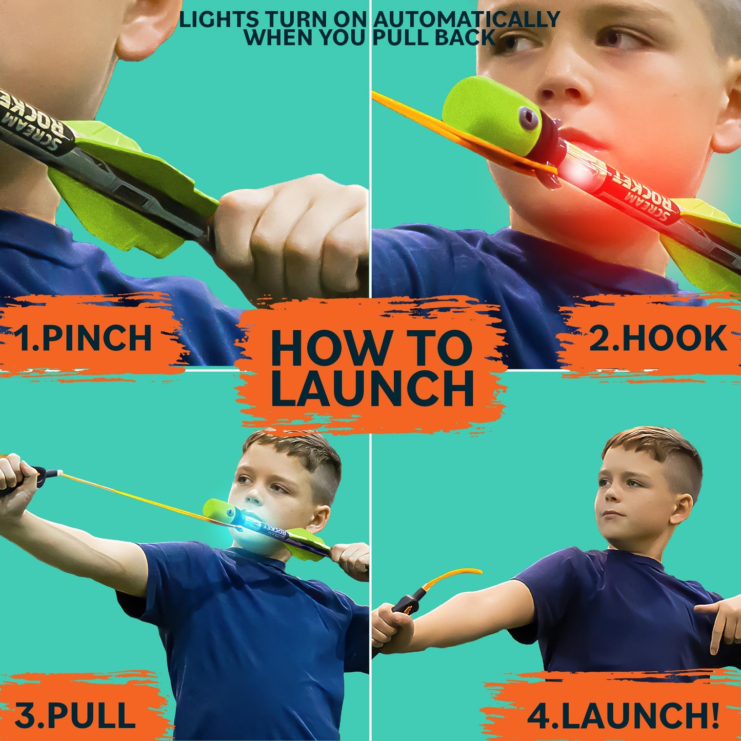 Light Up Foam Rocket Toys for Kids: Best LED Rocket Launcher Slingshot Lights Up & Makes Noise! Boys & Girls Outdoor Toys Party Favors Summer Birthday Gifts Idea & Gifts for Ages 8 9 10 11 12 13 +