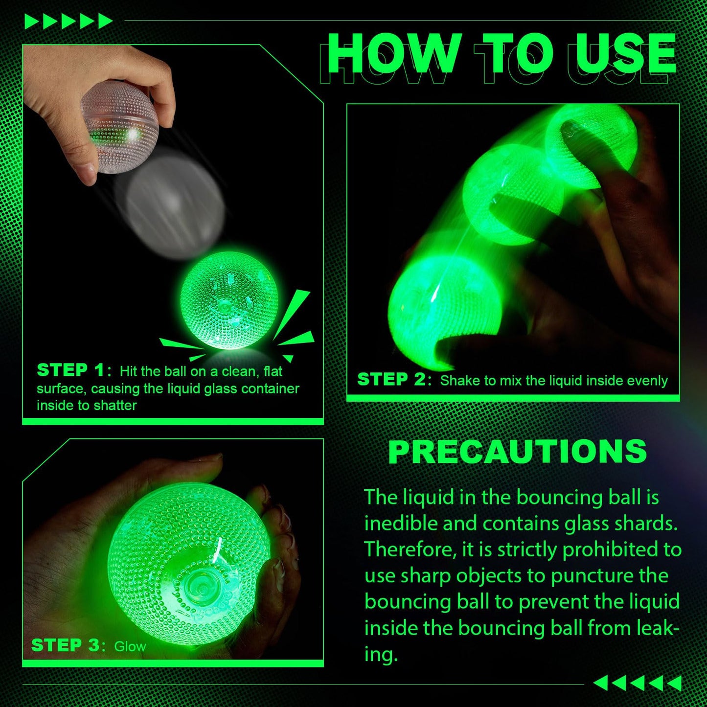 Lewtemi 24 Pcs Glow in The Dark Balls Glowing Stick Balls Bulk Lighted Bouncy Rubber Long Lasting Bright Night Party Supplies for Holiday Carnival Goodie Bag Fillers