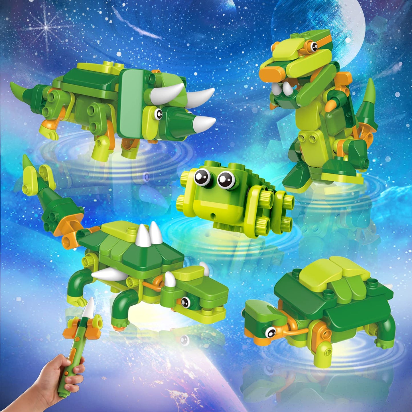 BOTZEES GO! Dinosaur Robots for Kids, Building and Electric Remote Control Toys, STEM Learning Toys for Kids Ages 3+, Boys Toys, with RC Magic Stick, Dinosaur Toys, App Based