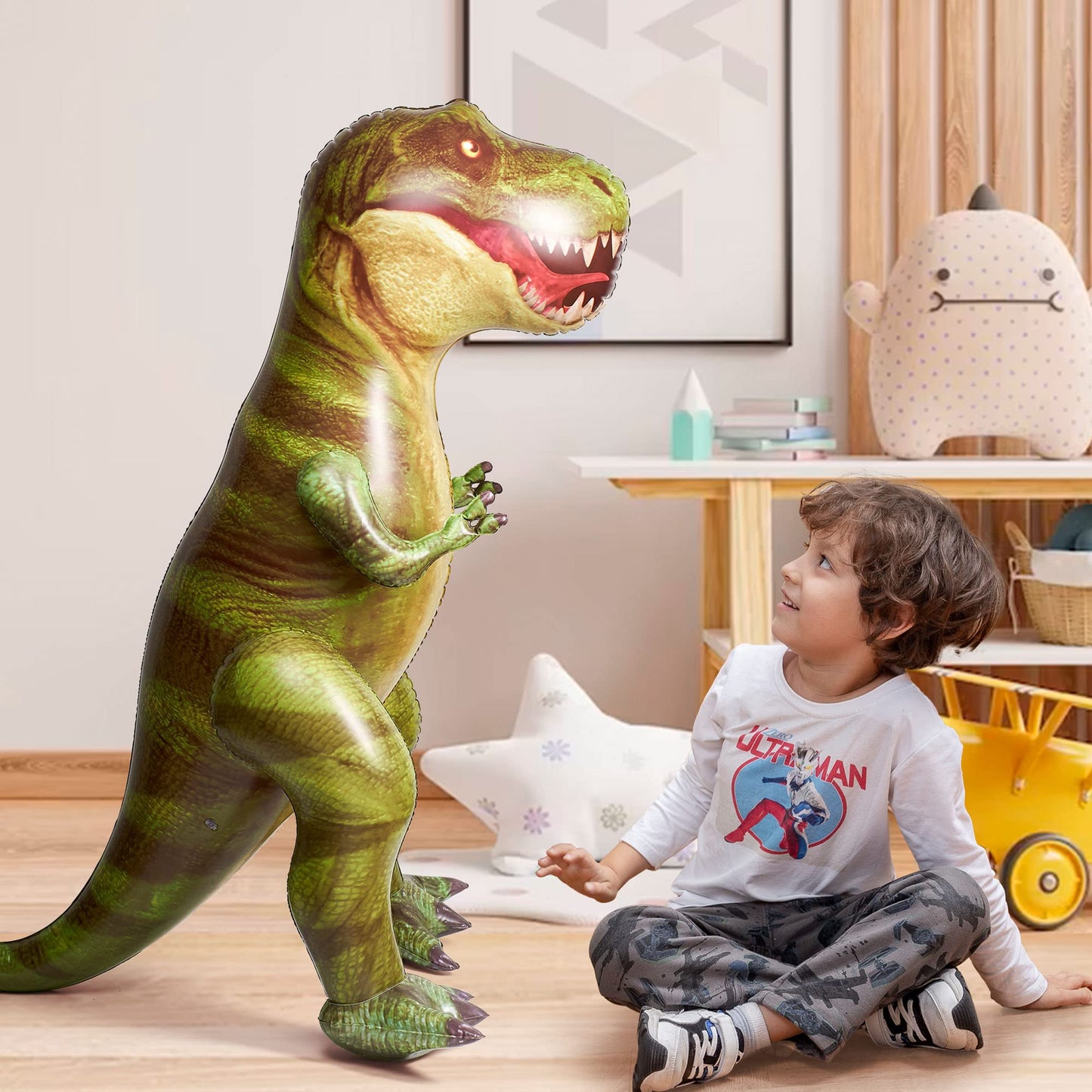 JOYIN 62” Giant T.rex Dinosaur Inflatable for Party Decorations, Birthday Party Gift for Kids and Adults, Dinosaur Pool Toys (Over 5Ft. Tall)