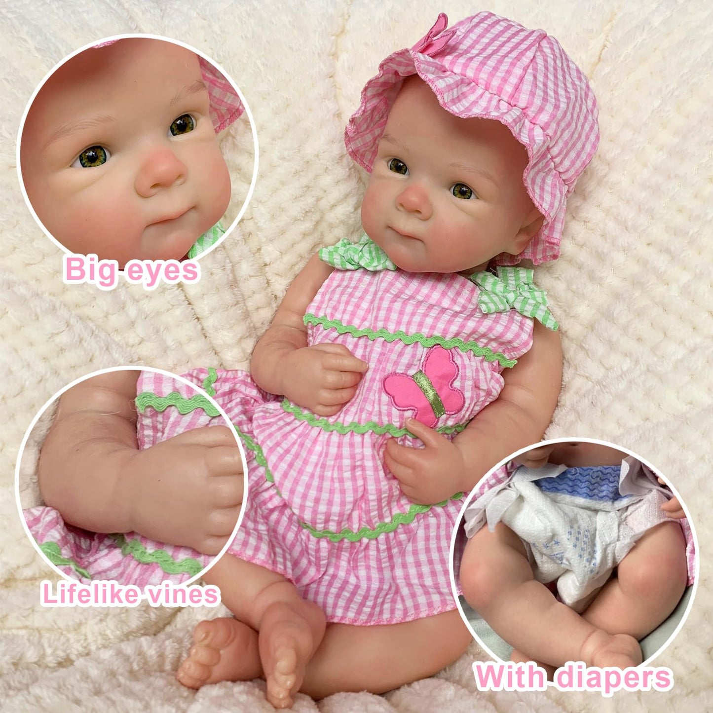 OtardDolls 18 Inch Silicone Baby Doll Realistic Newborn Doll, Soft Full Body Silicone Reborn Baby Girl Dolls Handmade Real Looking Doll Pack Set