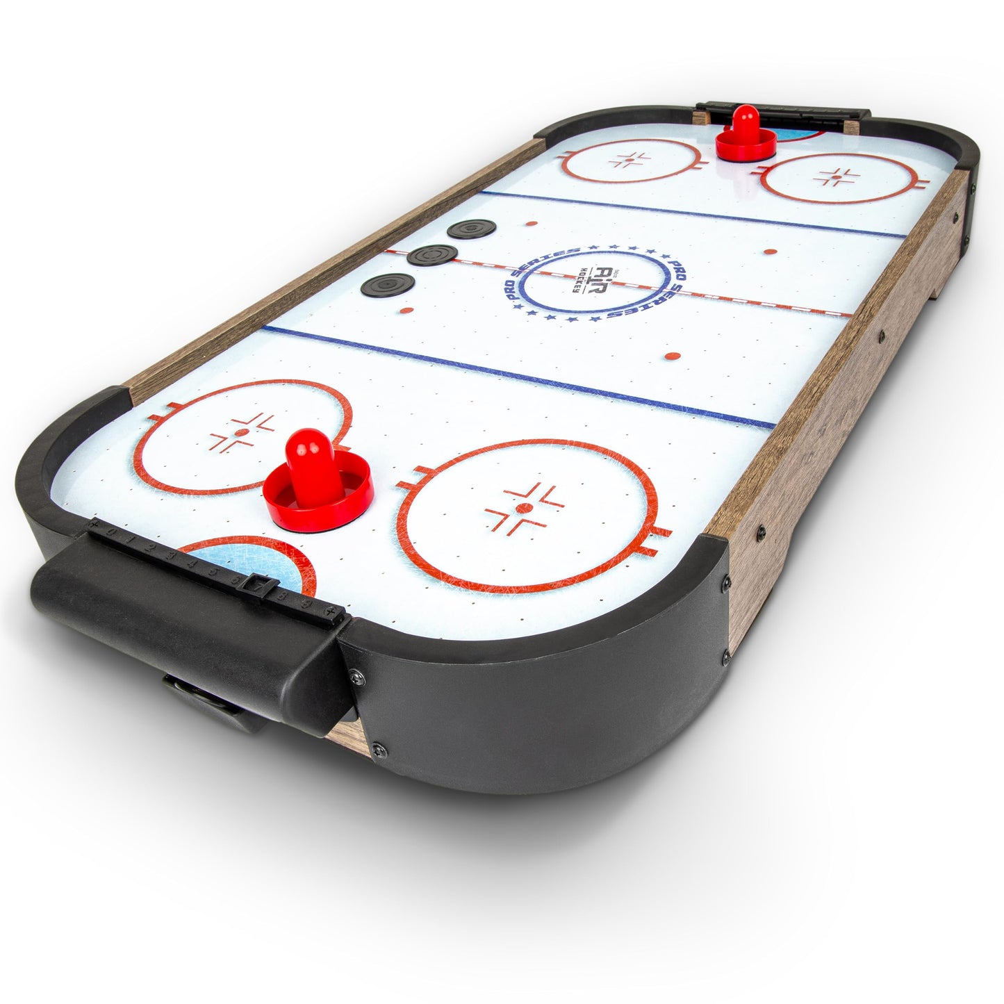 GoSports 30 Inch Table Top Air Hockey Game for Kids - Portable, Battery Operated Game Table - Oak