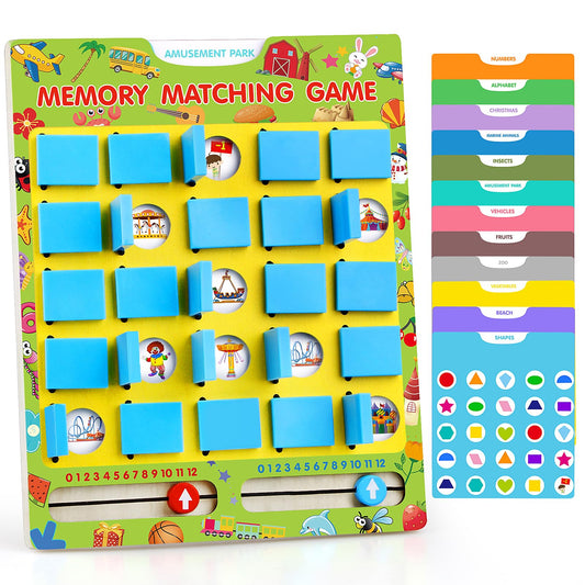 Vinlon Matching Memory Game for Kids Ages 4-8, Flip to Win Board Games Travel Toys Parlor Games for 3 4 5 6 7 8 Years Old, Road Trip Essentials, Airplane, Car Activity Easter Basket Stuffers