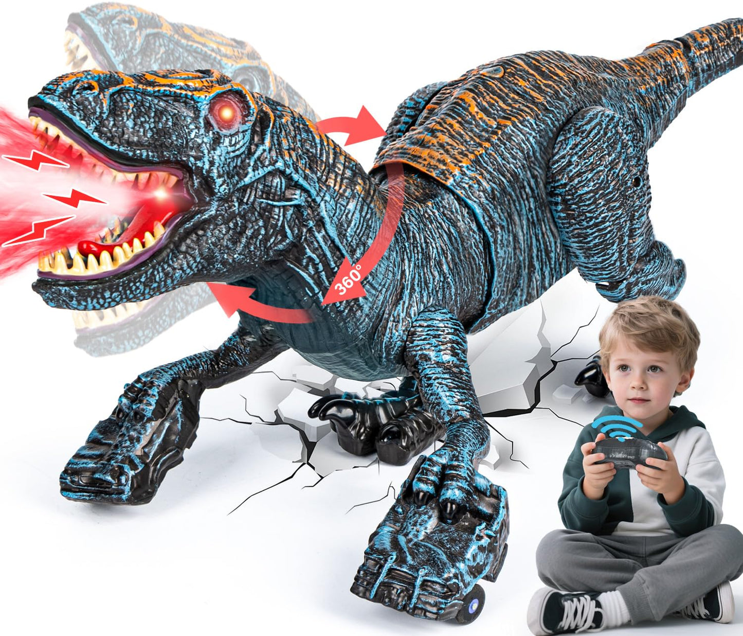 Lozadia Remote Control Dinosaur Toys for Kids 3-5 5-7 8-12 yr, Large T-Rex Dinosaur Toys with 360° Swaying Head, Mist Spray & Roar, Realistic Walking Robot Dino Toy, Best Birthday Gifts for Boys Girls