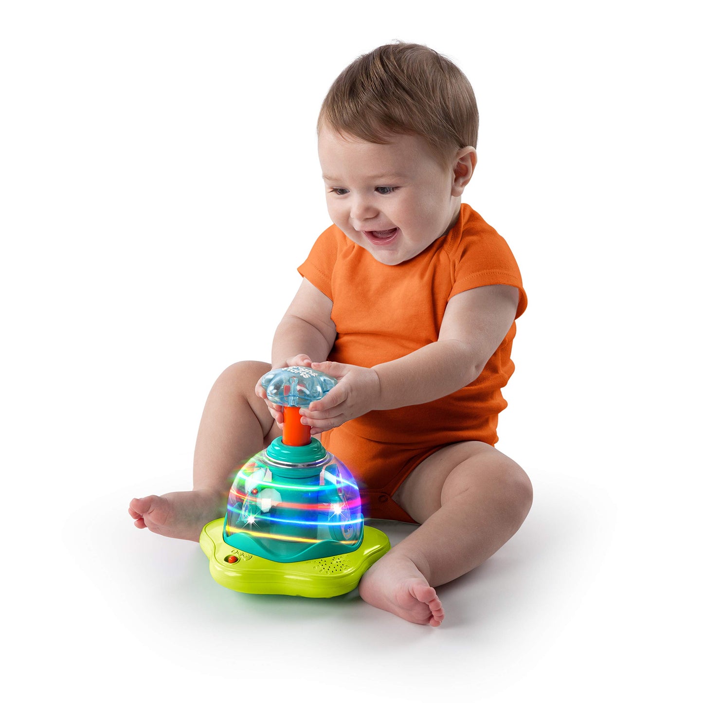 Bright Starts Press & Glow Spinner Cause and Effect Musical Baby Toy,Age 6 Months+,(Pack of 2)