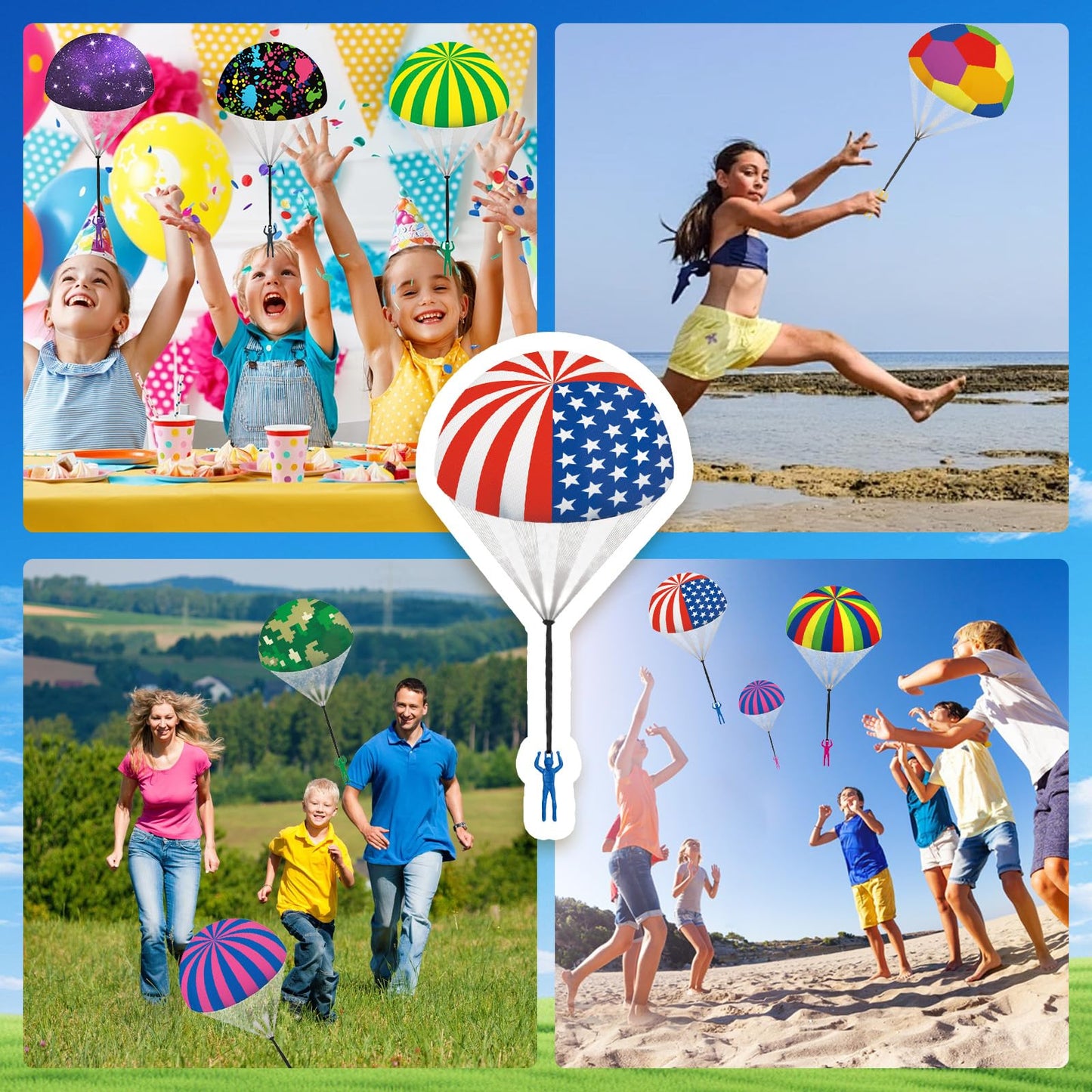 utosday Parachute Toy Easter Eggs Outdoor Flying Parachute for Kid, Throwing Children's Flying Toys with Small Figures, Easter Basket Stuffers Top Indoor Hand Throw Soliders for 3-12 Year Old (10PCS)
