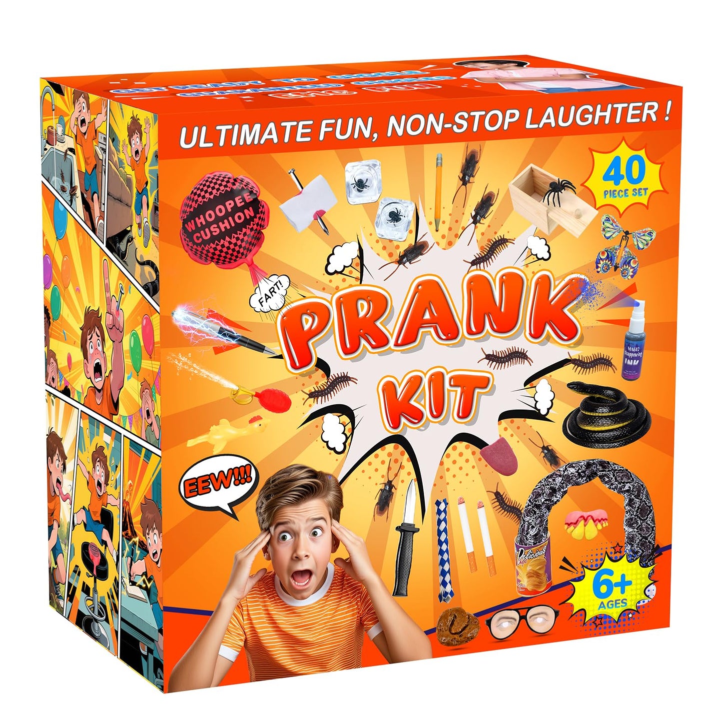 Lokuc Pranks Kit for Kids Adults, 40 PCS Prank Stuff, Ultimate Pranks Scare Kit is Perfect for April Fools, Halloween, Christmas, Birthday Gifts