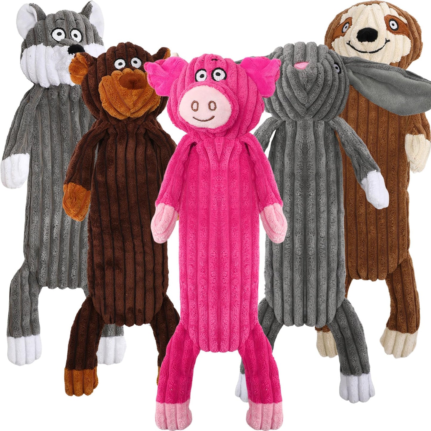 No Stuffing squeaky Dog Toys for large dogs,5pack plush Crinkle chew Dog Toys to Keep Them Busy,Durable Cute Animals Puppy Teething toys for Small Medium Large Breed, dog Gifts & Tug of War Toys
