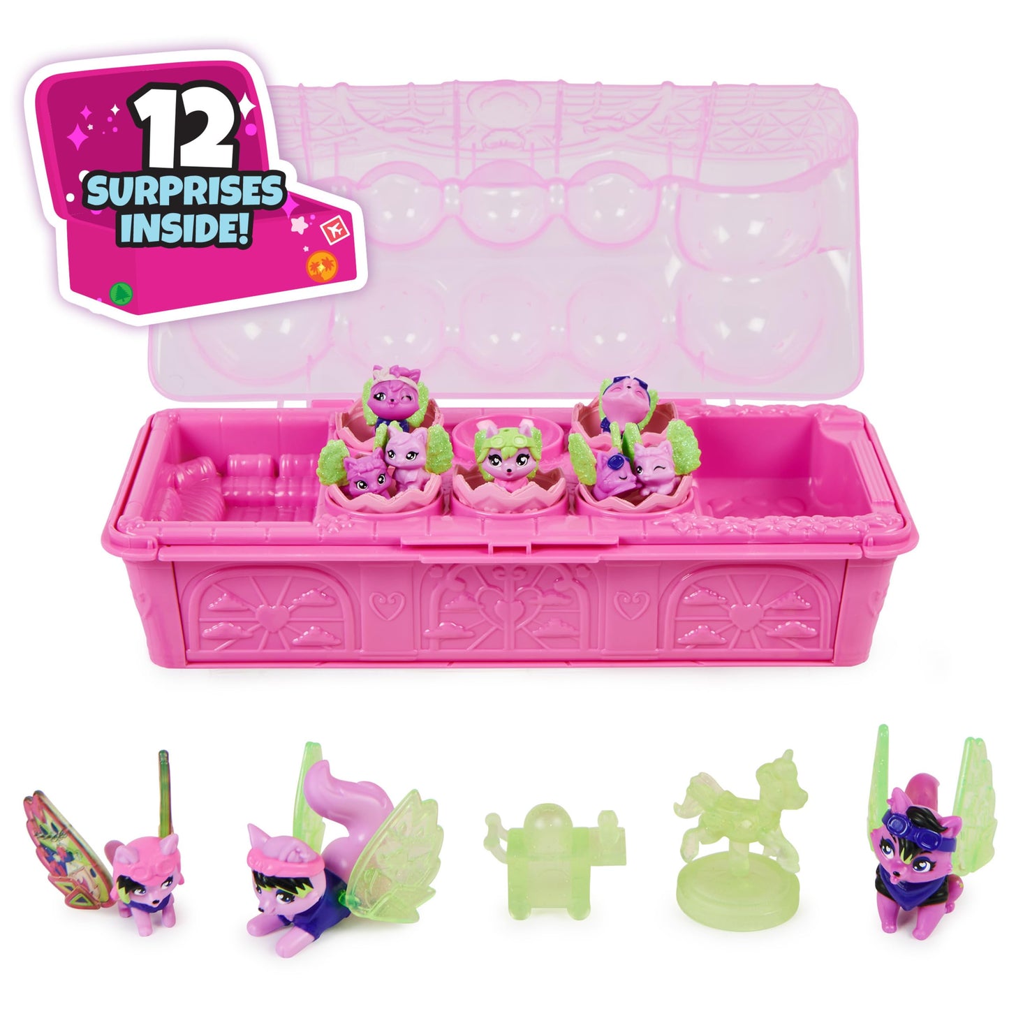 Hatchimals CollEGGtibles, Rainbow-cation Wolf Family Carton with Surprise Playset, 10 Characters, 2 Accessories, Kids Toys for Girls