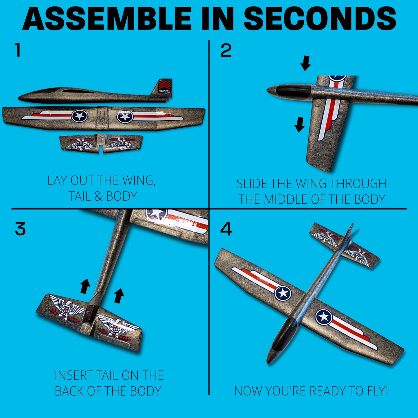 Airplane Toy for Kids - 3 Pack Safe & Easy to Throw Foam Airplanes for Kids - Outdoor Toys Glider Plane Toys - Yard Game Gifts for Boys & Girls - Birthday Gift Ideas for Ages 4 5 6 7 8 9 10 11 12 +