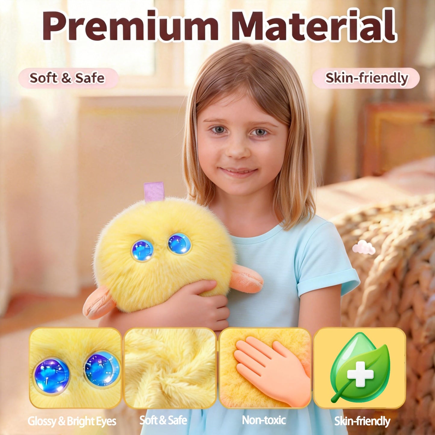 CINQALETHE Emotional Support AI Robot Toy Companion Pet – Smart Interactive Plush Toys for Kids, Realistic Intelligent Robotic Stuffed Pets Animal with Emo AI Technology