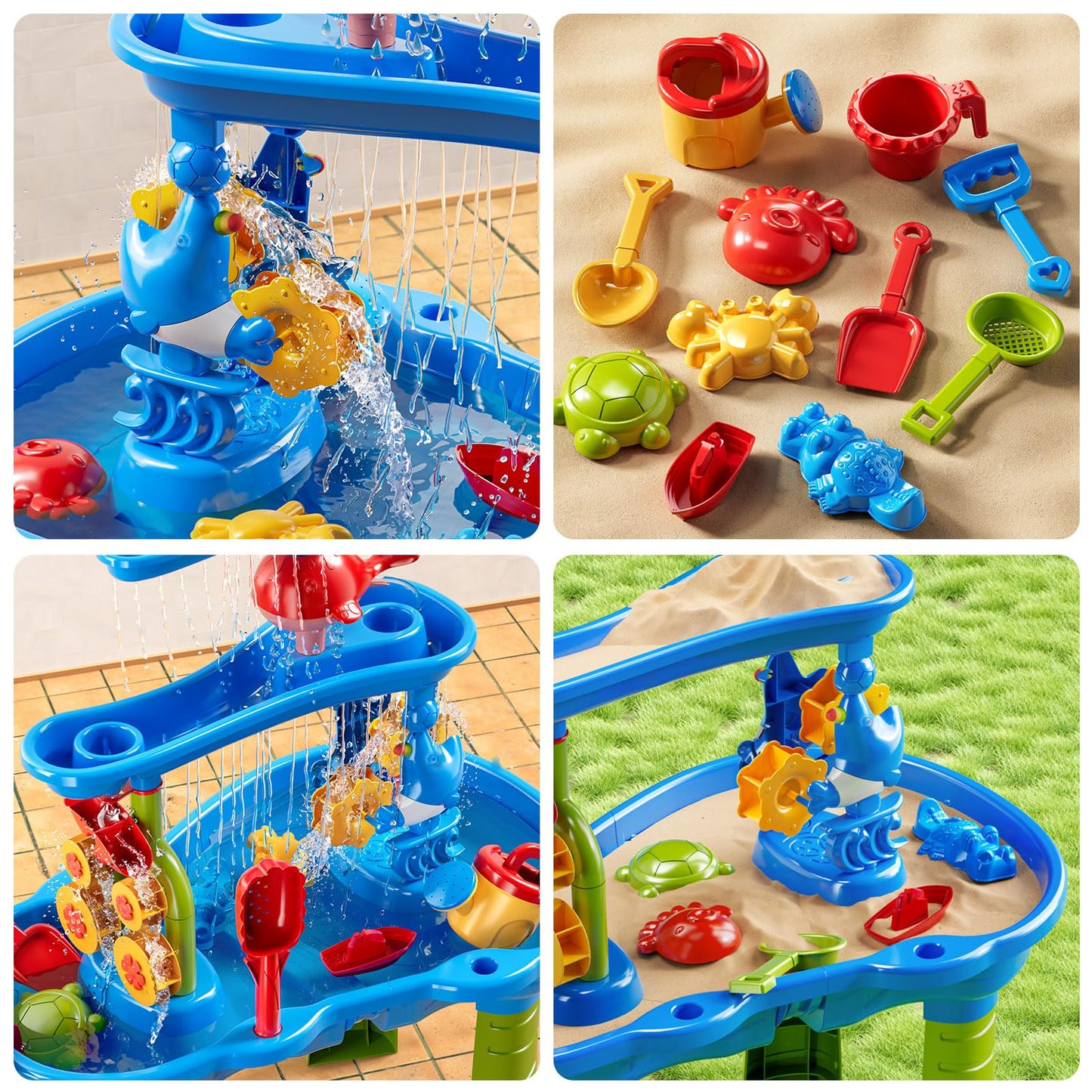 JUKUDAHU 3-Tier Water Table for Kids Ages 4-8 3-5, Sand and Water Table for Toddler with Beach Toys, Outdoor Toys Activity Sensory Play Table, Birthday Gifts for Toddlers 2 3 4 5 6 7 8 Boys Girls