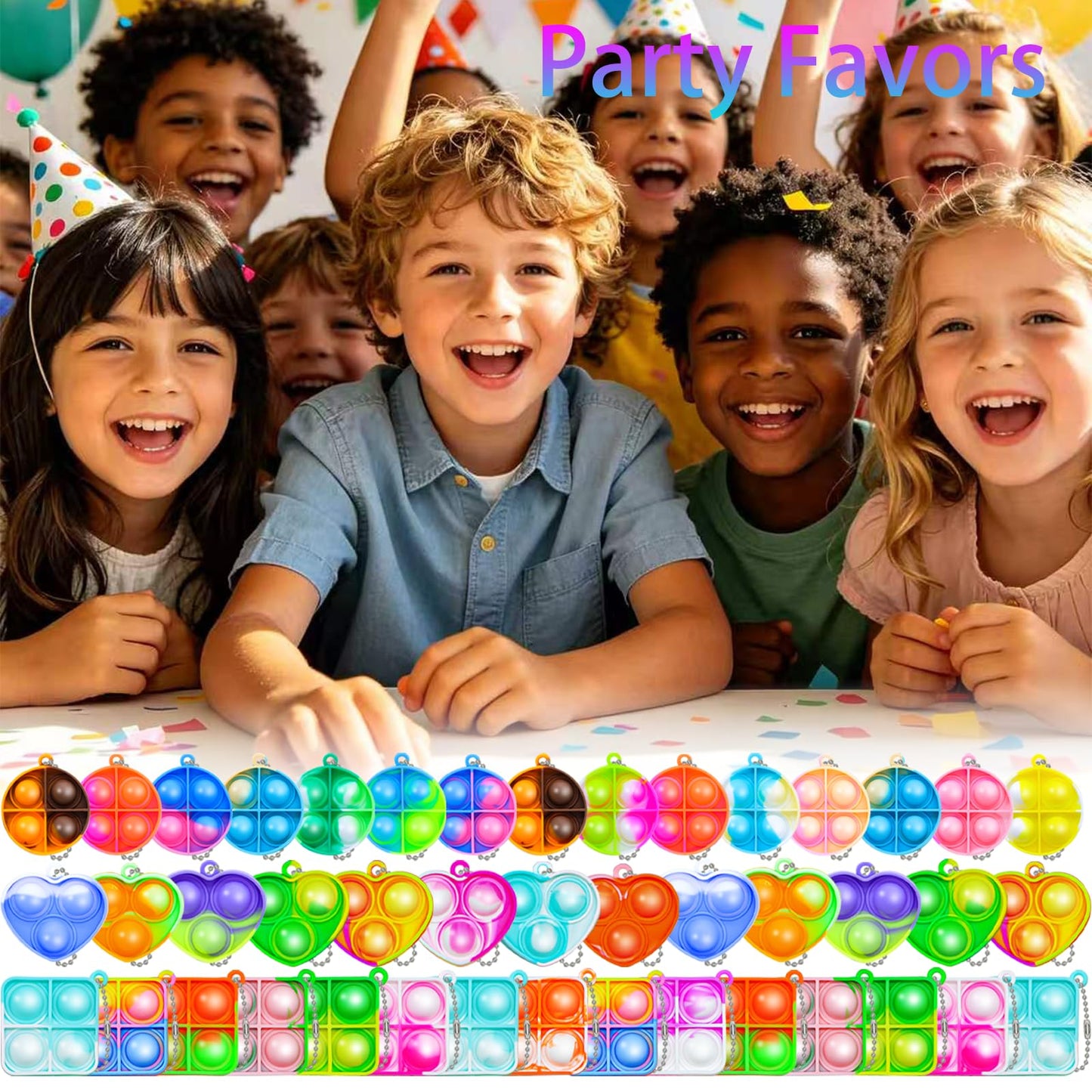 Pop Fidget Keychain 180 Pack,Mini Fidget Toys Bulk, Party Favors for Kids 4-8,8-12 Small Classroom Prizes It Back to School Student Gifts for Students Goodie Bag Stuffers