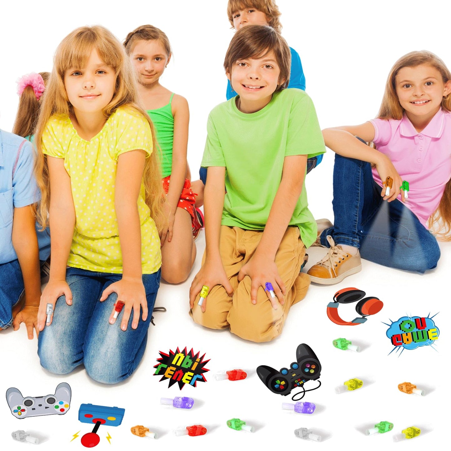CHUNNIN 36 PCS Video Game Party Favors Game LED Light Up Finger Lights, Glow in the Dark Fillers Gamer Party Finger Light Bulk for Chriatmas Goodie Treat Bags Stuffers Game Birthday Party Supplies