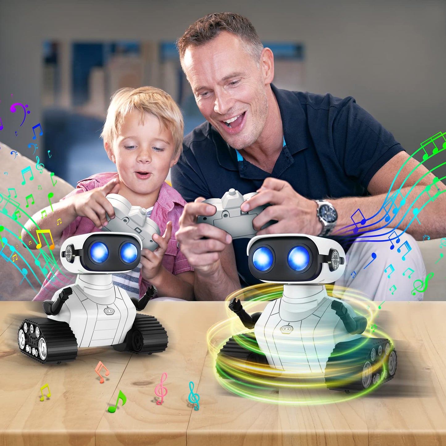 Hamourd Robot Toys for 3 Years Old Boys Girls- Rechargeable Remote Control Robots, Emo Robot with Auto-Demonstration, Flexible Head & Arms, Dance Moves, Music, and Shining LED Eyes, Kids Toys Gifts
