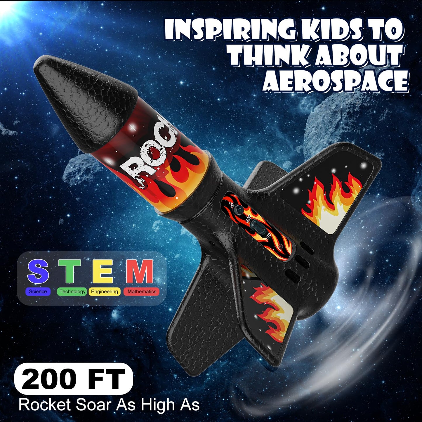 Mafbeanl Rocket Launcher for Kids, Self Launching Motorized Air Rocket Toy, Outdoor Toys for Ages 8-12, Model Rockets with Parachute Safely Land, Spaceship Launch up to 200 ft Birthday Gifts for Boys