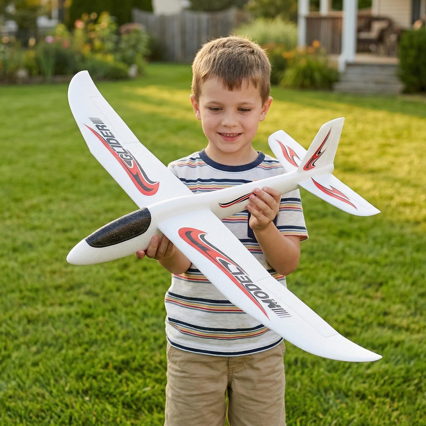 TOYANDONA Foam Glider Airplane Toys, 39 Inch Large Aircraft Hand Throwing Planes 2 Flight Mode Flying Toy Styrofoam Airplanes for Kids Birthday Party Favors Outdoor Yard Games