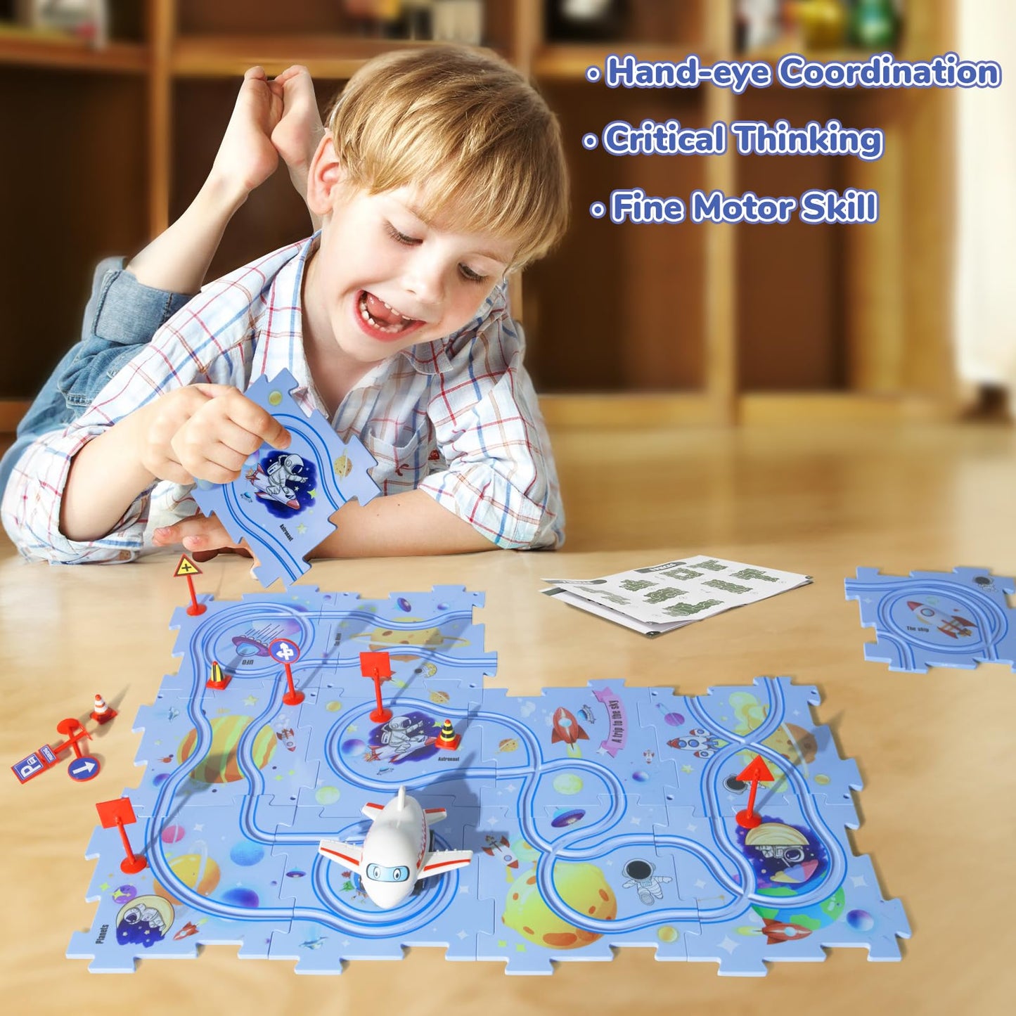 New Plastic Puzzles for Kids Ages 3-5 with A Cute Vehicle, Toddler Puzzles Gift, Critical Thinking Educational Toys, Toys for 3 4 5 6 Year Old Boys Girls, Fun Race Car Track Montessori Toys for Kids