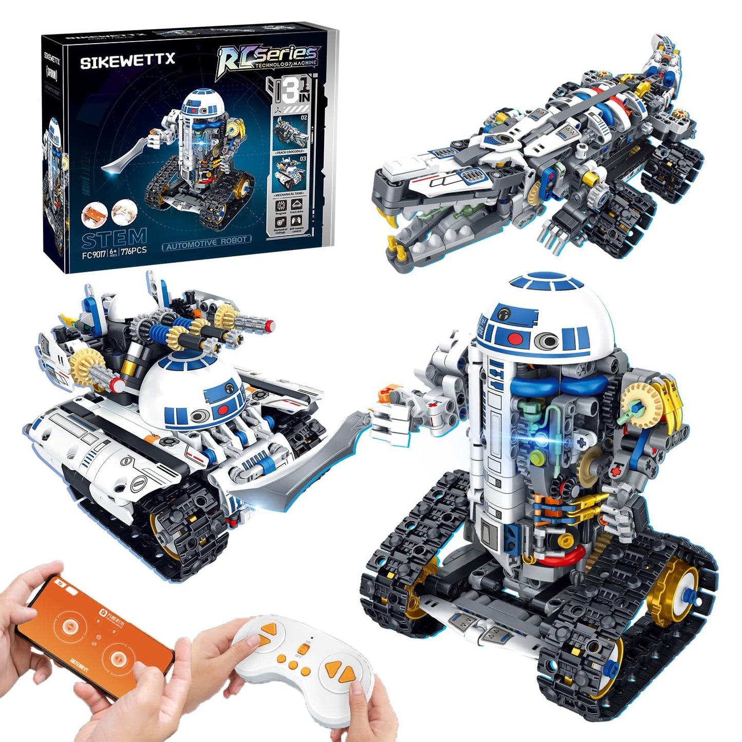 3 in 1 STEM Robotics Building Kit, 776 PCS APP/Remote Control Robot Space Wars Toy Building Block Sets, Compatible with Lego Robotics Control & Programming Robot Birthday Gifts for Boys Age 8-14+