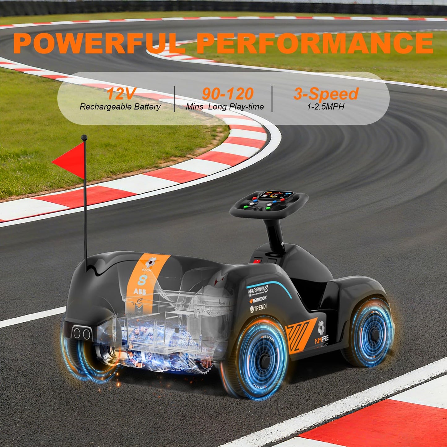 12V Ride on Electric Car for Toddlers 1-3, Battery Powered Remote Control Toddlers Car with Bluetooth, Story, Music, Ride on Cart for Boys Girls