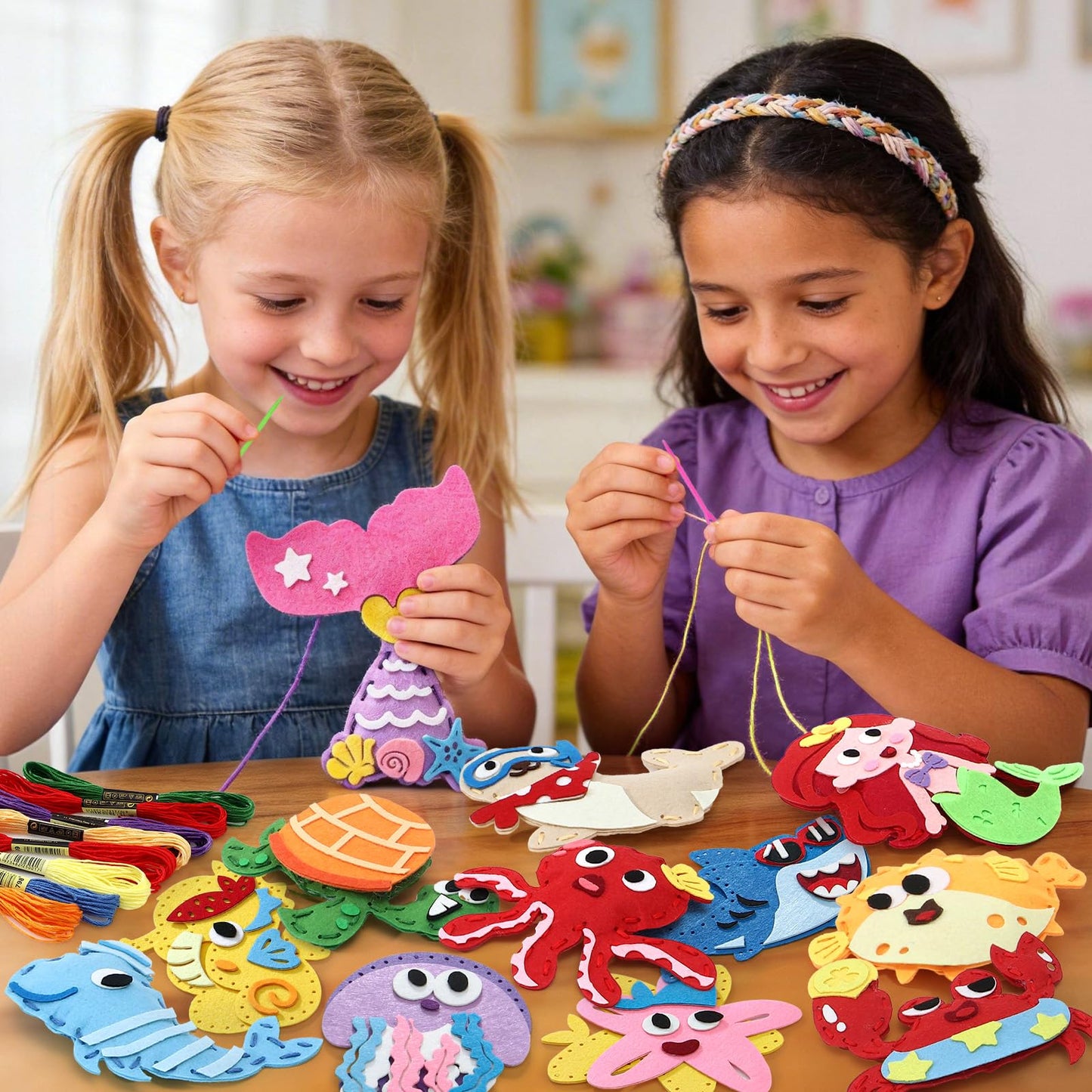 Toylink Ocean Sewing Kit for Kids Beginners, 12-in-1 Sew Your Own Felt Craft Kit for Kids Girls Boys 6-8, 8-12, Fun and Educational Girls Birthday Gift Ideas